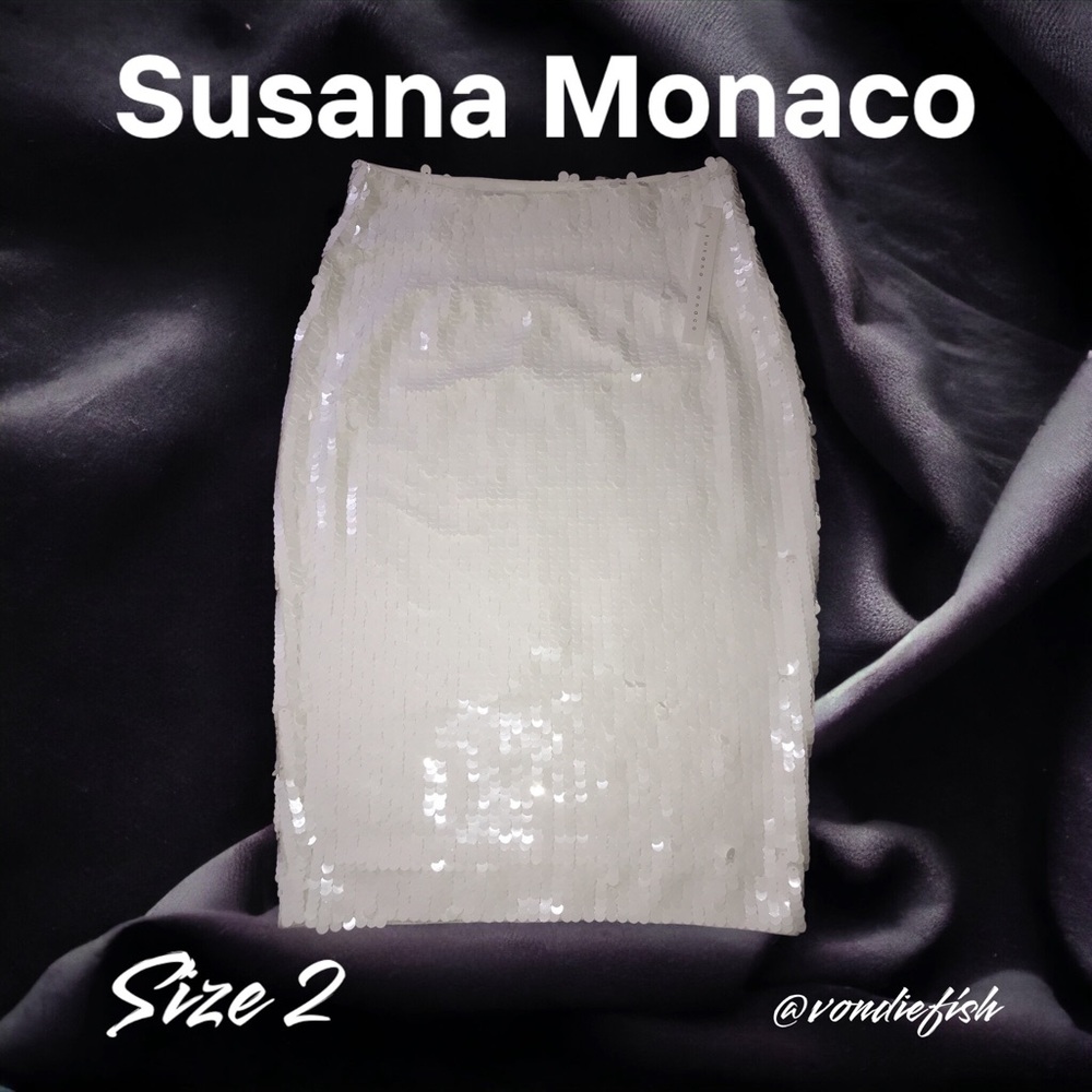 Gorgeous Susanna Monaco‎ White Sequined Skirt size 2